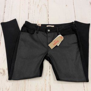 Levi's® 535™ Super Skinny Coated Jeans Black Women's Sz 16 Med NWT